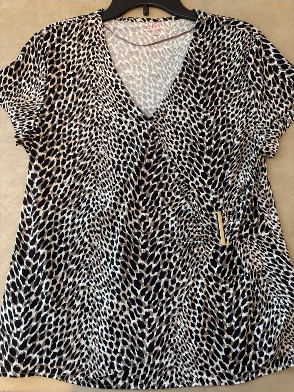 Black & White Animal Print Wrap Top